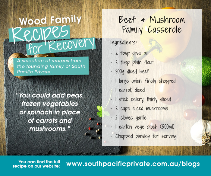 Recipes for Recovery Beef & Mushroom Family Casserole